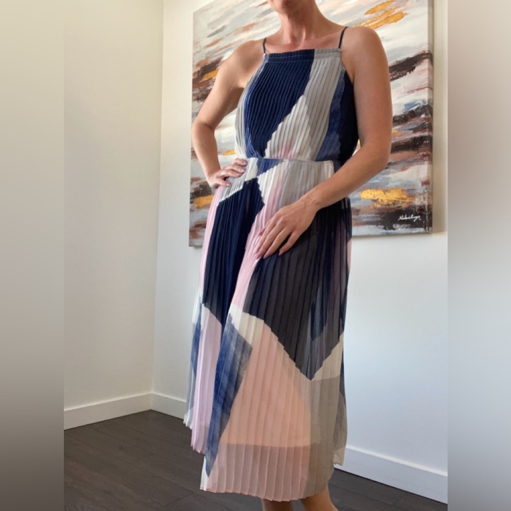 BANANA REPUBLIC Colour Block Pleated MIDI Dress